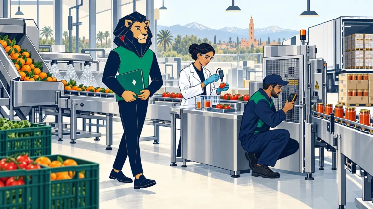 Atlas présente à une spécialiste qualité et à un logisticien les métiers d’une unité agro-industrielle moderne au Maroc.