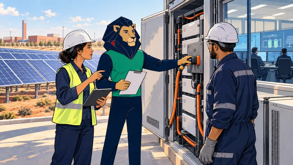 Stockage d’énergie à Benguerir : métiers et compétences des batteries LFP