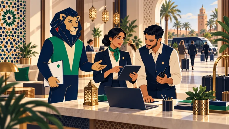 Atlas aide une responsable de l’expérience client et un spécialiste des opérations numériques dans un hôtel marocain.